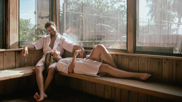 casal na sauna
